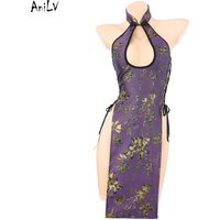AniLV Anime Gilr Chinese Hanfu Chiqao Uniform Women Gilded Cheongsam Dress Outfits Cosplay Costume