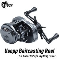 Leydun Usopp Baitcasting Reels 7.6:1 Gear Ratio 125g Ultralight 4.5kg Drag Power Bait Casting Fishing Reel Baitcaster Tackle