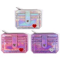 Glitter Transparent Purse Fashion ID Card Holder Wallets Photo Folder Fashion Mini Laser Purse Women Clutch Wallet Slim