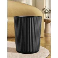 1pc Simple Striped Trash Can, Paper Basket Bin For Bedroom, Living Room, Bathroom, Waste Management Container