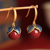 PANJBJ 925 Silver Persimmon Red Stone Earring for Women Retro Ethnic Lucky Design Irregular Jewelry Gift Dropshipping