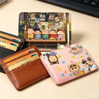 Crayon Shin-chan Kawaii Card Holder Wallets Women Men Cartoon Anime Pattern Travel Portable Id Card Holders Purses Party Gifts