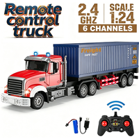 6CH/9CH Remote Control Truck Toy 2.4GHz RC Freight Trailer with LED Lights Hauler Truck Model for Children's Toys Gift
