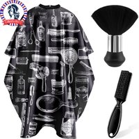 3/8pcsHair Cutting Barber Cape Set with Neck Duster Brush Barber Brush Professional Barber Accessories Salon Cleaning Supplies
