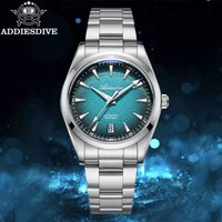 ADDIESDIVE New 39mm Dress Watch Men Domed Glass Luxury Automatic Mechanical Wristwatch Luminous Stainless Steel 100m Waterproof