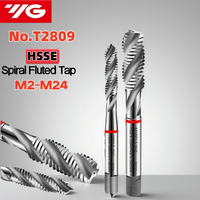 HSSE 1PCS YG T2809 Spiral Fluted Tap M2M2.5M3M4M6M8M10 Machine Screw Thread Tap For Blind Hole Tapping M12M14M16M18M20M22