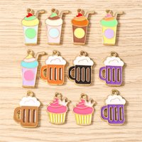 10pcs Cute Mix Enamel Food Ice Cream Drink Charms Pendants for Making Earrings Necklaces Bracelet DIY Crafts Jewelry Accessories