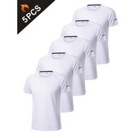 5 PCS Men's Casual Breathable Loose T-shirt, Crew Neck Short-Sleeve Top For Outdoor Gym Running,Quick-drying Sportswear
