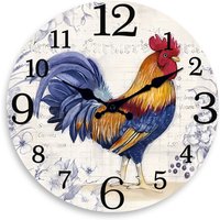 Fashionable Rooster Pattern Wooden Wall Clock for Living Room, Bedroom, Kitchen, Home Decoration, Silent Quartz Clock, Holiday Gift, 10 Inches, 12 Inches (No Battery)