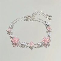 Sparkling Cherry Blossoms Bracelets for Women Fashion Temperament Wave Moon Flower Adjustable Bracelet Wedding Jewelry Gifts