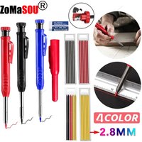 Top Solid Carpenter Mechanical Pencil Woodworking Long Head Deep Hole Markers Pen Pencils Refill Leads Sharpener Stationery