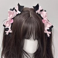 【1Pair】Lolita Cosplay Hair Bow Japanese Style Pink Black Hairpin Y2K Hair Accessories Jk Hair Clip Headwear Harajuku Cute Core