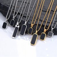 Colliers de la présidence en émail noir décontracté pour hommes, collier pendentif carré en acier inoxydable imperméable, cadeau de bijoux de collier masculin simple et à la mode