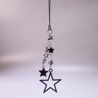 Cute Black Star Phone Chain Sweet Cool Phone Charms Pendant Kawaii Keychain Strap Lanyard With Star Bead Cartoon Accessories