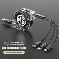 3 In 1 Fast Charger USB Data Cable Car Accessories For Morris Garages MG ZS 5 7 6 Cyberster MG4 EV ES5 HS ONE GT GS MG3 EZS 3SW