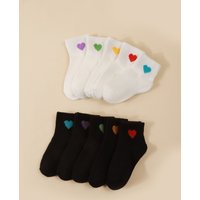 10 pairs of spring and summer thin men's and women's solid color short socks, simple cartoon love children's mid tube socks