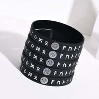 5 pcs Bracelet for Men Black Nordic Viking Runes Wristband Bangle Bracelet for Men Women Silicone Rubber Band Fit Viking Jewelry