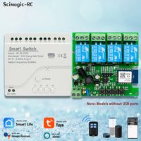 4CH Tuya Smart Wifi Switch Module 12V 24V 7-32V 220V 85V-250V Light Motor Receiver Relay Dry Contact Work With Alexa Google Home