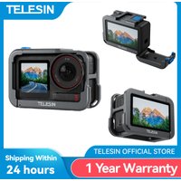 TELESIN Aluminiumlegierungsrahmen-Gehäuse für DJI OSMO Action 3 4 5Pro, doppelte Schuhschutzabdeckung für DJI Action 3 4 5pro