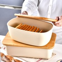 Boîte de rangement pour pain, 1 pièce, conteneur de stockage, boîte à pain, Dessert, collation, panier à pain, récipient alimentaire avec couvercle en bambou pour la cuisine domestique
