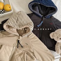 Girls Coat 2025 Autumn and Winter New Children's Clothing Korean Style Girl Baby Plus Velvet Hoodie Splicing Cotton-padded