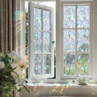 1 Pack Decorative Window Film Ginkgo Floral UV Blocking Privacy Static Cling PVC - Bathroom Glass Door Cabinet Decor