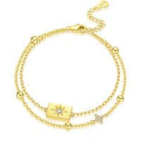 Orstarry S925 Sterling Silver Double Layer 18K Gold Bracelet Chain Link Women Bracelet Jewelry Party Trendy Anniversary Gifts