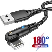 Rotatable USB Fast Charging Cable For Apple iPhone 14 13 12 11 Pro Max X XR XS 7 8 6 Phone Data Cord Charger Wire Accessories