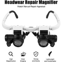 Magnifying Glass with LED Light Head-wearing Glasses Jewelry Loupe Welding Soldering Tools 8X 15X 23X