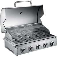 Stainless Steel Barbecue Grill 5-Burner Built-in Stainless Steel Propane Gas Outdoor Grill Temperature Display