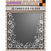 3D relief board DIY scrapbook - "Border design surrounded by flowers", white plastic handmade folder, suitable for paper crafts
