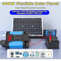 Complete Solar Power Kit 600W Panel 4KW 6KW Inverter100A Controller 110V-220V Solar Intelligent System Easy Install for Home RV