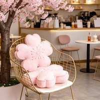 Cartoon Cherry Blossoms Plush Pillow, Soft Cute Kawaii Stuffed Flower Doll Sofa Cushion For Children Girl Room Decoration Gift