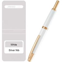 Jinhao 10 Capless Fountain Pen with Box,Wavy Silver Chromium Retractable Fine Nib Ink Pen with Converter Writing Set