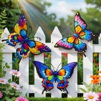 3pcs/set Iron Metal Butterfly Wall Art for Outdoor Fence Garden Hanging Decor Rustproof Iron Craft Home Decoration