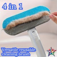 1 4-in-1 upgraded pet hair cleaning brush that is washable and reusable, equipped with a glass scraper and a multifunctional hai