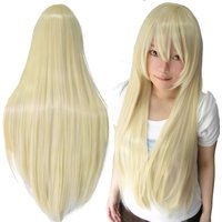 Synthetic Hair Long Cosplay Wig Straight Miki Hoshii Wig Anime Hair Pieces Blonde Costume Wigs