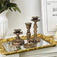 Classic French Gold Candle Holder, European Antique Art Decor, Elegant Wedding Ornament for Household Tabletop