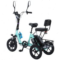 14-Zoll-Klapp-Elektrofahrrad für Frauen, Eltern, Kinder, mit Sitz, 3-Rad-Elektro-Dreiräder für Erwachsene mit Korb