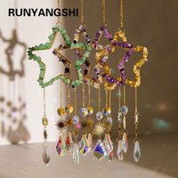 1PC Natural Healing Crystal Pendant Crystal Gravels Five-pointe Star Catcher Reiki Gemstone For Home Garden Wedding Garden