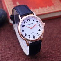New Fashion Woman Man Gentleman Business Formal Leather Big Digital Large Dial Wrist Watches Father Dad Mother Birthday Gifts