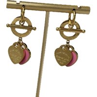 Stainless Steel ForeverLove Enamel Heart Pendant Earrings OT Heart-Shaped Ear Cuff Valentine's Day Gift Ear Jewelry