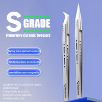 Mechanic S-grade Ceramic Tweezers Non-magnetic Precision Insulation Straight/Curved Tip for Phone Electronic Flying Wires Repair