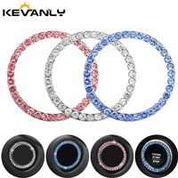2pcs Car Start Button Decorative Sticker Auto Decorative Diamond Rhinestone Ring Circle Universal Bling Decoration Circle