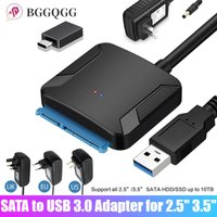 BGGQGG SATA To USB 3.0 Adapter Cable External Converter Support 2.5/3.5 Inch External SSD HDD Hard Drive Disk with Power Adapter