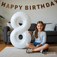 White Number Foil Balloons Figure Digit Happy Birthday Party Wedding Decoration Kids Toy Helium Globos Wholesale Balloon
