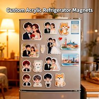 Custom Photo Acrylic Refrigerator Magnets Souvenir Home Decor DIY Photo Logo Personalized Fridge Magnet Stickers & Keepsakes