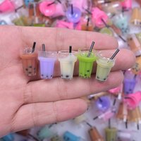 10/20/30 Random Mixed Milk Tea Cup Charm Beverage Pendants For Jewelry Making Supplies Resin Accessories DIY Keychain Components
