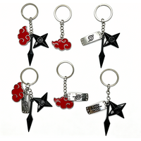 Anime Ninja Red Cloud Keychain Metal Kunai Shuriken Leaf Mark Headband Pendant Cosplay Accessories Gift For Manga Fans