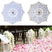 Embroidery Lace Parasol Umbrella Wedding Decoration Photo Prop Flower Girl Umbrella Cotton Lace Kids Sun Umbrella